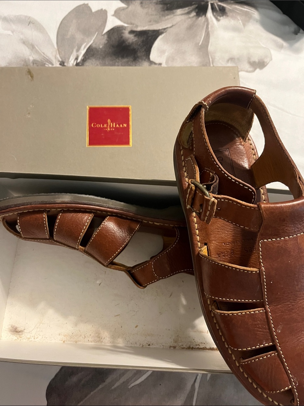 Cole Haan Women’s Brown Leather Closed-Toe Fisherman Sandals